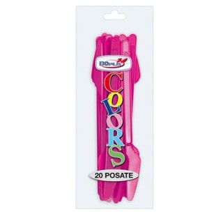 Coltello colore fucsia in plastica conf. da 20 pz  dimensione 18 cm