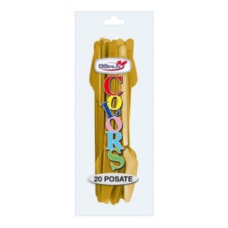 Coltello colore ORO  in plastica conf. da 20 pz  dimensione 18 cm