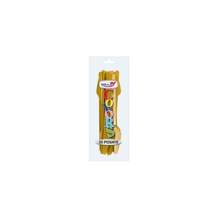 Coltello colore ORO  in plastica conf. da 20 pz  dimensione 18 cm