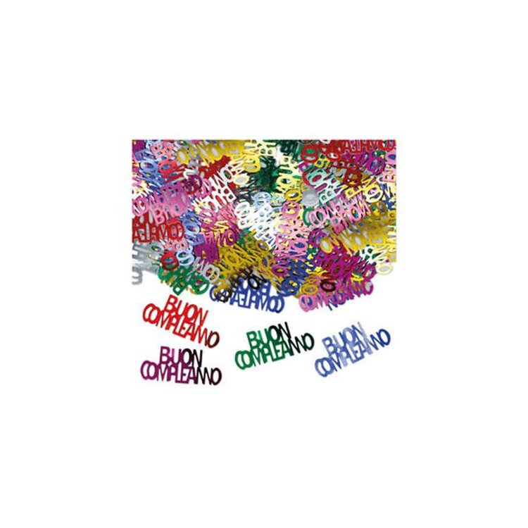Confetti da Tavolo "Buon Compleanno " Colori misti assortiti - 15 g  misura scritta: 3, 5 cm