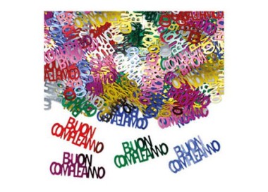 Confetti da Tavolo "Buon Compleanno " Colori misti assortiti - 15 g  misura scritta: 3, 5 cm