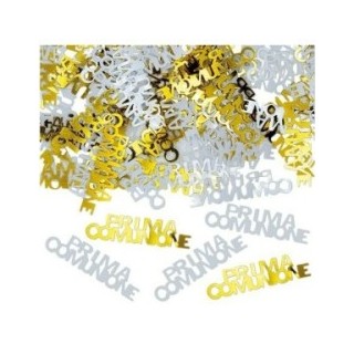 Confetti da Tavolo "Buon Compleanno " Colori oro e bianchi  - 15 g  misura scritta: 3, 5 cm