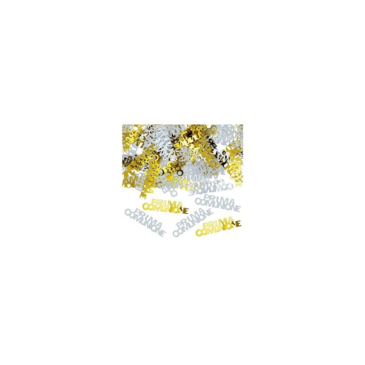 Confetti da Tavolo "Buon Compleanno " Colori oro e bianchi  - 15 g  misura scritta: 3, 5 cm