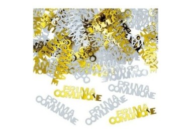 Confetti da Tavolo "Buon Compleanno " Colori oro e bianchi  - 15 g  misura scritta: 3, 5 cm