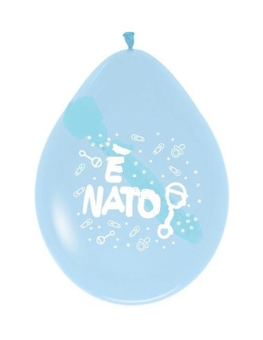 20 palloncini in lattice celesti stampati E\' NATO per NASCITA BAMBINO 10- Sempertex