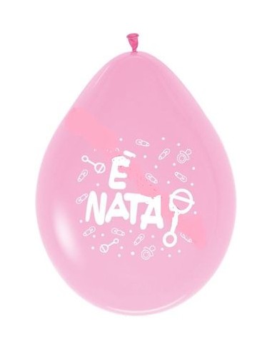 20 palloncini in lattice rosa stampati E\'NATA per NASCITA BAMBINA 10- Sempertex