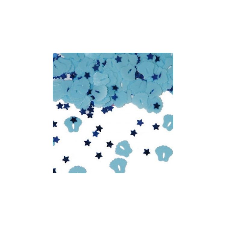 Confetti da Tavolo - piedini e stelline celesti  - confezione da 14 g - Circa 200 pz -  1 cm