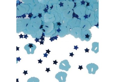 Confetti da Tavolo - piedini e stelline celesti  - confezione da 14 g - Circa 200 pz -  1 cm