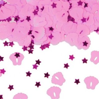 Confetti da Tavolo - piedini e stelline Rosa e Fucsia   - confezione da 14 g - Circa 200 pz -  1 cm