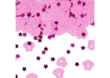 Confetti da Tavolo - piedini e stelline Rosa e Fucsia   - confezione da 14 g - Circa 200 pz -  1 cm