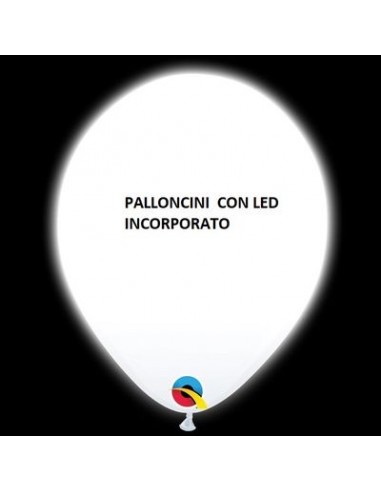 5 PALLONCINI CON LED LUMINOSO BIANCHI  - Palloncini in Lattice colore BIANCO 10 - Diam. 25 cm - Q-Lite Balloons