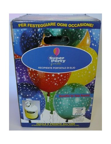 Bombola Elio usa e getta Super Party facile Sapio - 0,42 metri cubi di Elio compresso + 50 palloncini da 9 + nastrino