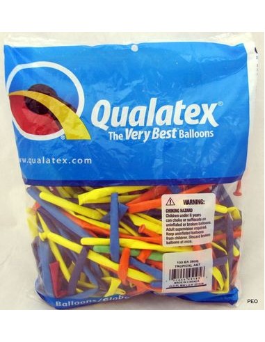 Palloncini Qualatex 260Q da modellare Busta da 100 pezzi colori assortiti 