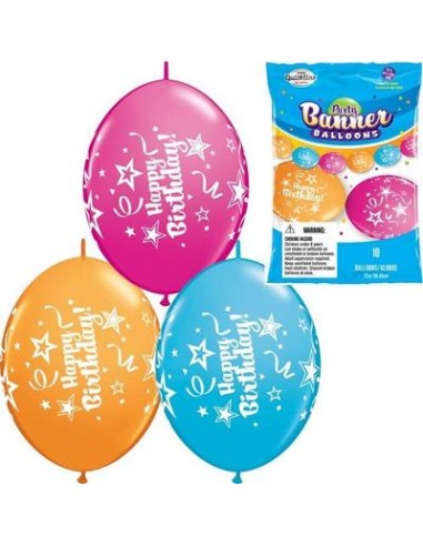 Palloncini professionali festone/arco Happy Birthday  (Party Banner) pz 10 Qualatex