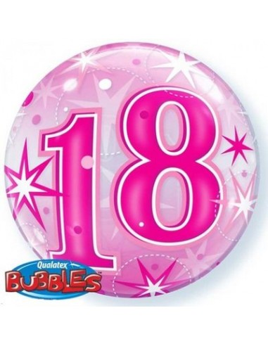 Palloncino 18° Compleanno Bubbles Fuxia Qualatex (Nuovo) - 22/ 56 cm - 1 pezzo