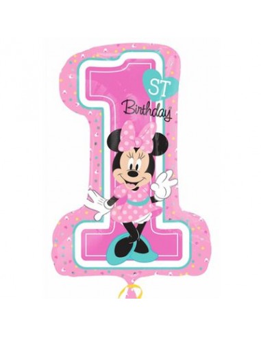 Palloncino 1° Compleanno DI MINNIE Disney Bimba (Numero 1 tridimensionale) - Anagram - 48 cm x 71 cm H - 1 pz