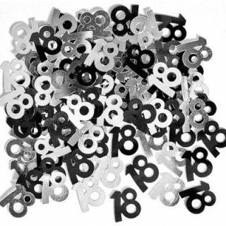 Confetti da Tavolo Compleanno 18 anni Nero e Argento - 1 cm - ( 500 pz circa ) Unique