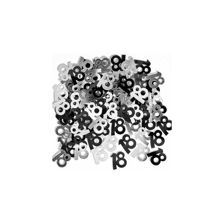 Confetti da Tavolo Compleanno 18 anni Nero e Argento - 1 cm - ( 500 pz circa ) Unique