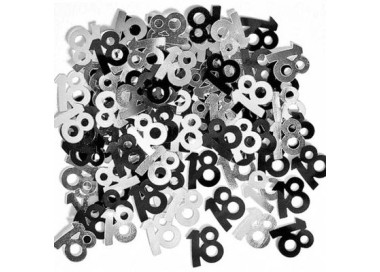 Confetti da Tavolo Compleanno 18 anni Nero e Argento - 1 cm - ( 500 pz circa ) Unique