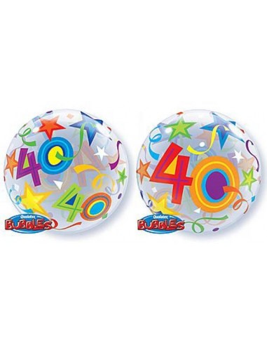 Palloncino 40° Compleanno Bubbles Qualatex - 22/ 56 cm - 1 pz