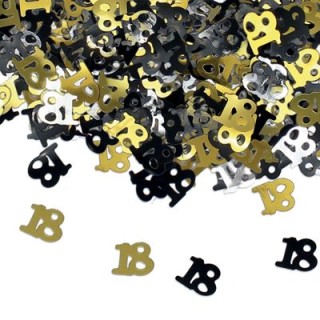 Confetti da Tavolo Compleanno 18 anni Oro, Nero  e Argento - 1 cm - ( 500 pz circa )