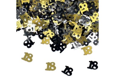 Confetti da Tavolo Compleanno 18 anni Oro, Nero  e Argento - 1 cm - ( 500 pz circa )