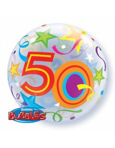 Palloncino 50° Compleanno Bubbles Qualatex - 22/ 56 cm - 1 pz