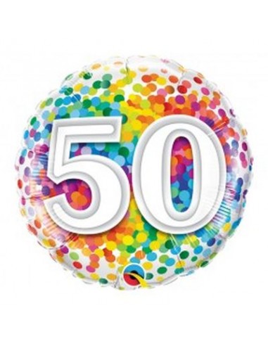 Palloncino 50° Compleanno Tondo Prismatic - Qualatex  - 46 cm - 1 pz