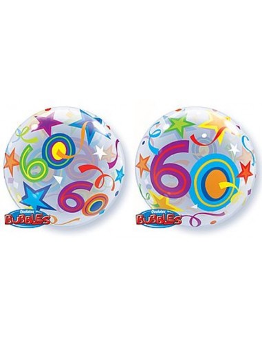 Palloncino 60° Compleanno Bubbles Qualatex - 22/ 56 cm - 1 pz