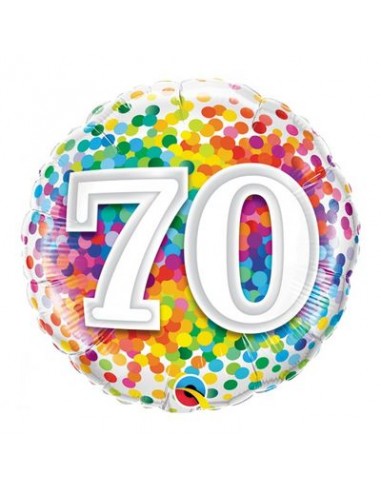 Palloncino 70° Compleanno Tondo Prismatic - Qualatex  - 46 cm - 1 pz