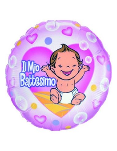 Palloncino Battesimo Bimba -  Il Mio Battesimo  - Qualatex - 18 / 46 cm - 1 pz