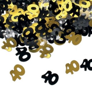 Confetti da Tavolo Compleanno 40 anni Oro, Nero  e Argento - 1 cm - ( 500 pz circa )