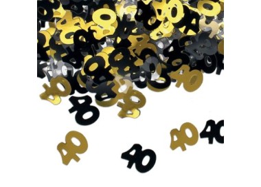 Confetti da Tavolo Compleanno 40 anni Oro, Nero  e Argento - 1 cm - ( 500 pz circa )