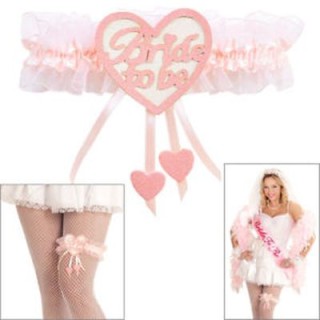 Giarrettiera sposa  rosa sexy con scritta -Bride to be -(Futura sposa )per sddio al nubilato o scherzo matrimonio pz 1