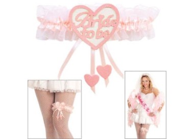 Giarrettiera sposa  rosa sexy con scritta -Bride to be -(Futura sposa )per sddio al nubilato o scherzo matrimonio pz 1