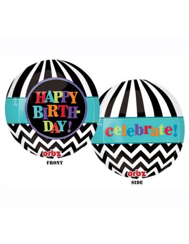 Palloncino Compleanno a sfera Happy Birthday Orbz Anagram - 43 cm x 45 cm - 1 pz