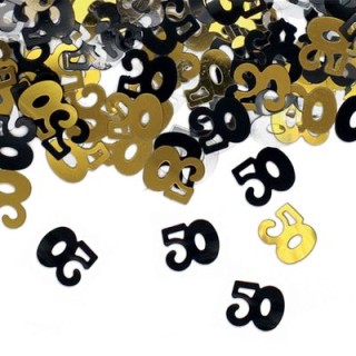 Confetti da Tavolo Compleanno 50 anni Oro, Nero  e Argento - 1 cm - ( 500 pz circa )