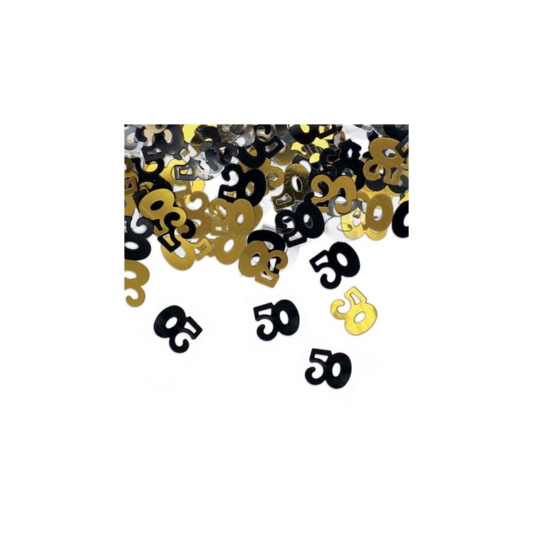 Confetti da Tavolo Compleanno 50 anni Oro, Nero  e Argento - 1 cm - ( 500 pz circa )