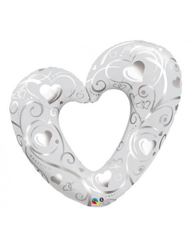 Palloncino Cuore Argento Love - SuperShape - Qualatex - 42/ 107 cm - 1 pz