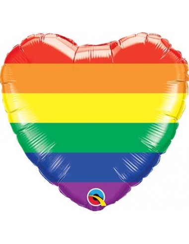 Palloncino Cuore colore arcobaleno - ideale per festa (peace and love )Qualatex - 18 / 46 cm - 1 pz