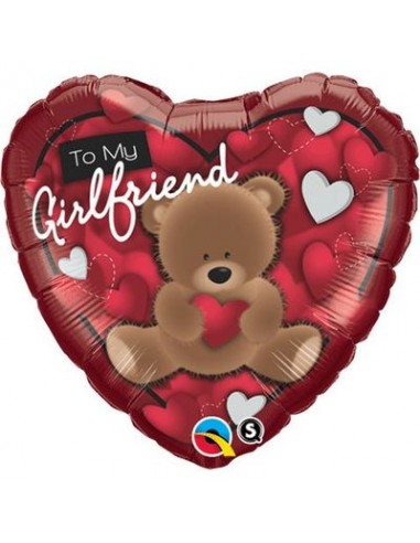 Palloncino Cuore Love To My Girlfriend Bear  - Qualatex - 18 / 46 cm - 1 pz