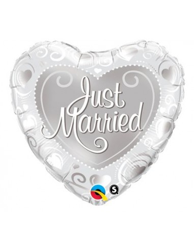 Palloncino Cuore Matrimonio Just Married - Qualatex - 18 / 46 cm - 1 pezzo