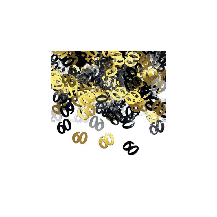 Confetti da Tavolo Compleanno 60 anni Oro, Nero  e Argento - 1 cm - ( 500 pz circa )