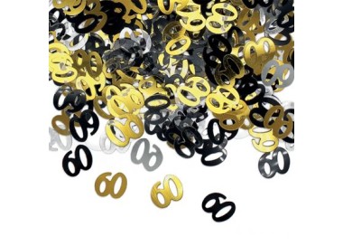 Confetti da Tavolo Compleanno 60 anni Oro, Nero  e Argento - 1 cm - ( 500 pz circa )