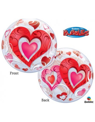 Palloncino Cuori Love BUBBLE Qualatex - 22/ 56 cm - 1 pz