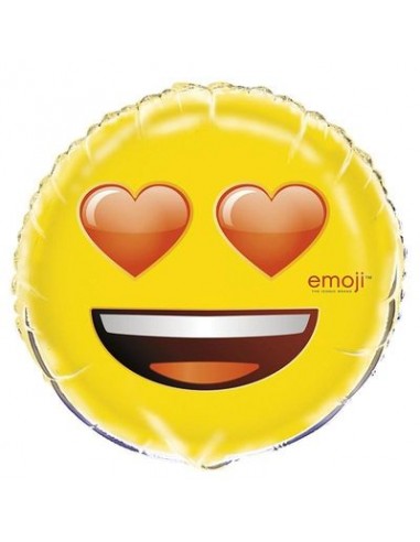 Palloncino Faccine Smiles Emoji Emoticon Occhi A Cuore Unique 18 45 Cm 1 Pz