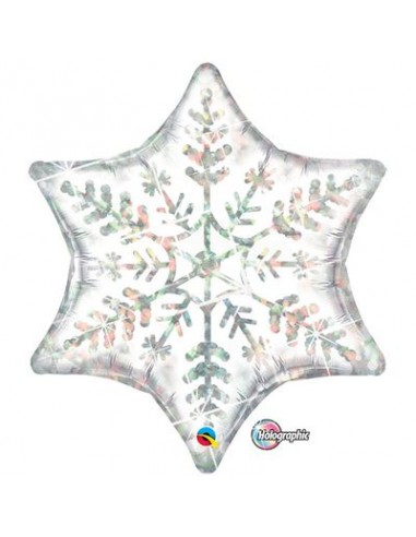 Palloncino Fiocco di Neve (bianco e argento cangiante) - Qualatex - 22 / 56 cm - 1 pezzo