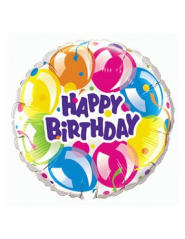 Palloncino grande con scritta Happy Birthday multicolors  metallizzato 36 / 91 cm -Qualatex 1 pz