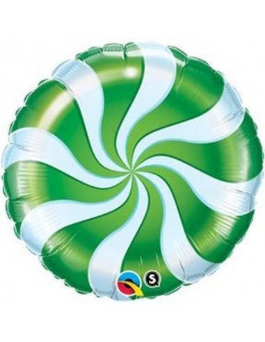 Palloncino Leccalecca verde e bianco a spirale - Qualatex - 18 / 46 cm - 1 pz