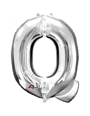 Palloncino lettera Q tridimensionale  in foil colore argento misura 16 in/40 cm Anagram pz 1